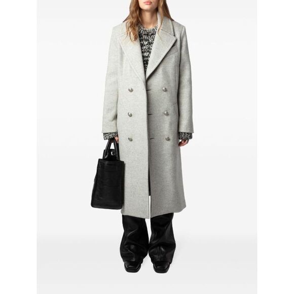 Zadig & Voltaire Mulan Double Breasted Grey Coat Size S New - Picture 2 of 16